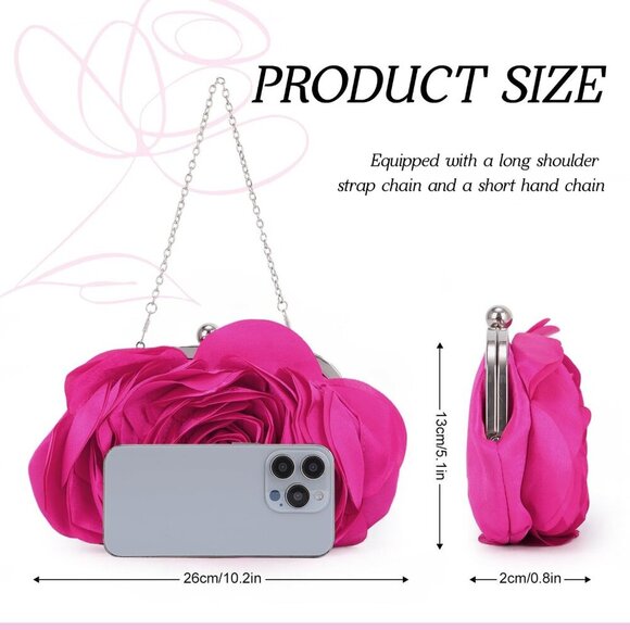 Stylish Satin Floral Handbag for Women - Versatile Evening Bag with Kiss Lock - Picture 3 of 7